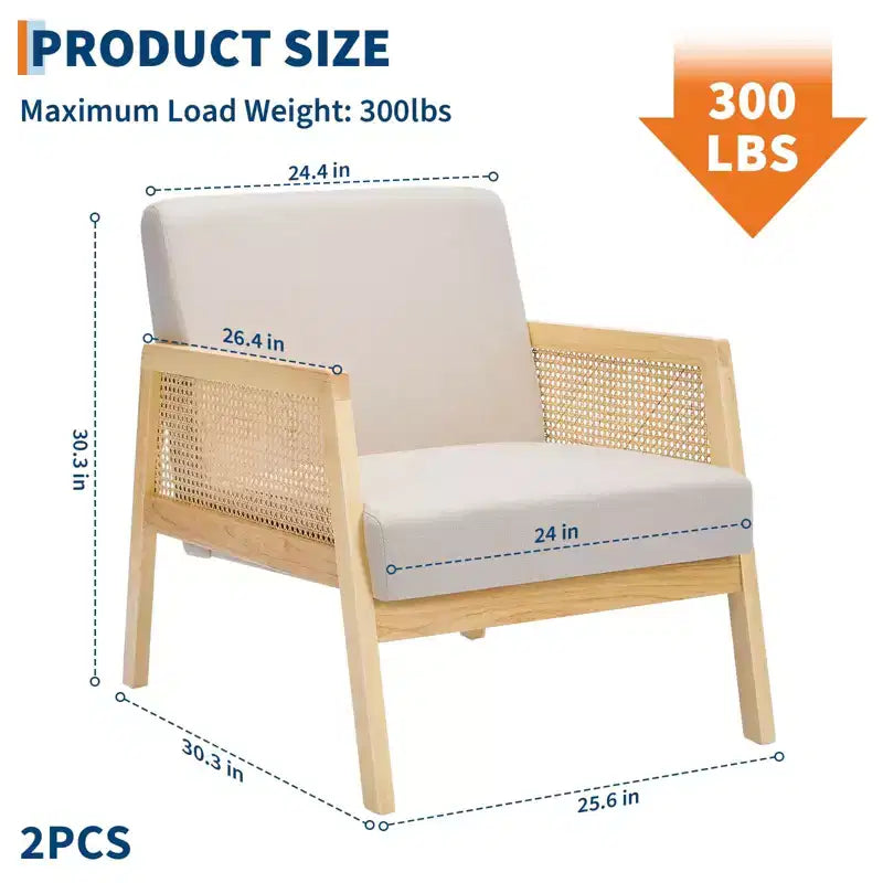 COZONY Lot de 2 fauteuils d'appoint rembourrés, fauteuils de salon modernes avec pieds en bois pour salon et terrasse