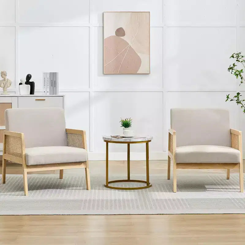 COZONY Lot de 2 fauteuils d'appoint rembourrés, fauteuils de salon modernes avec pieds en bois pour salon et terrasse