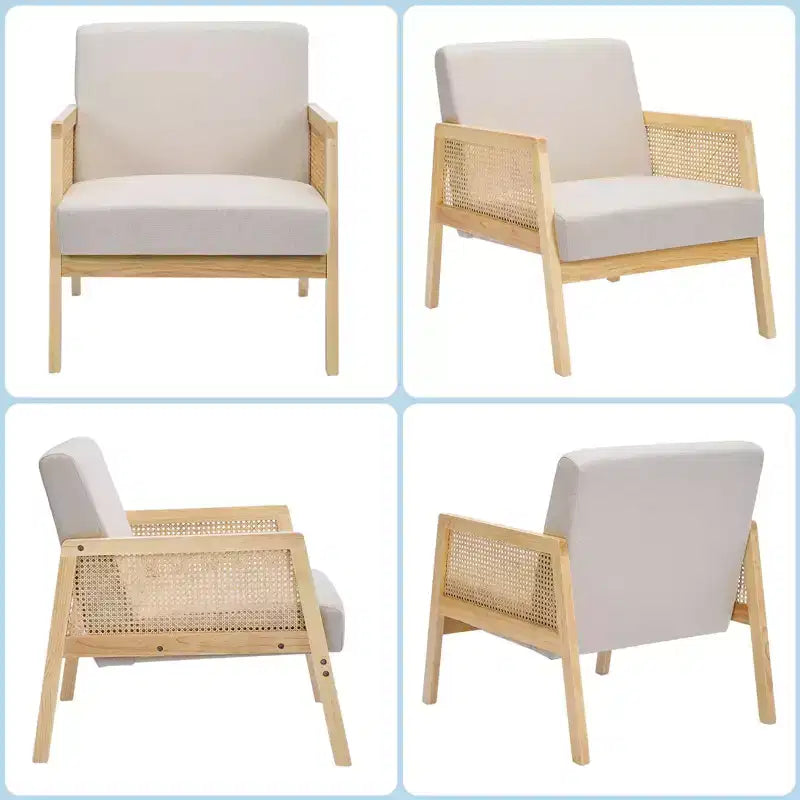 COZONY Lot de 2 fauteuils d'appoint rembourrés, fauteuils de salon modernes avec pieds en bois pour salon et terrasse