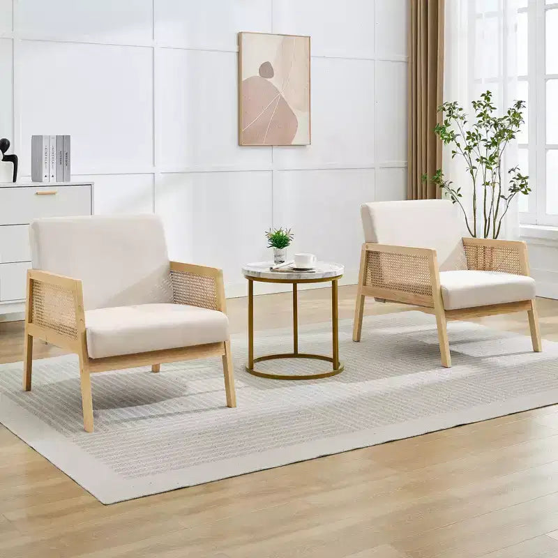 COZONY Lot de 2 fauteuils d'appoint rembourrés, fauteuils de salon modernes avec pieds en bois pour salon et terrasse