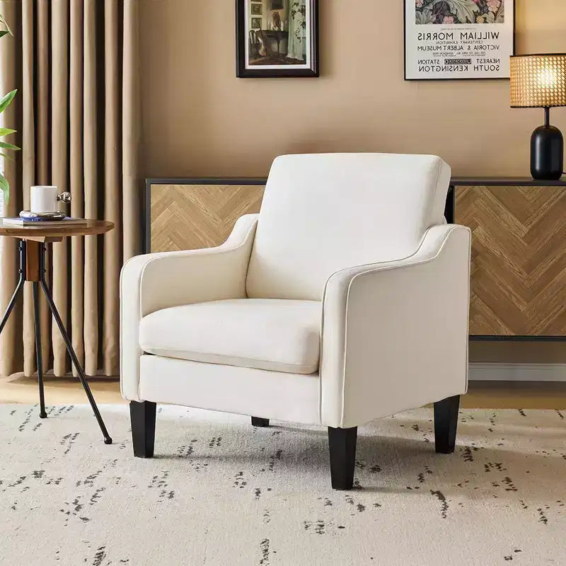 VINGLI Accent Chairs for Living Room Chairs Mid Century Modern Chair Sofa Chair Upholstered Arm Chair with Scooped Arm for Bedroom, Apartment