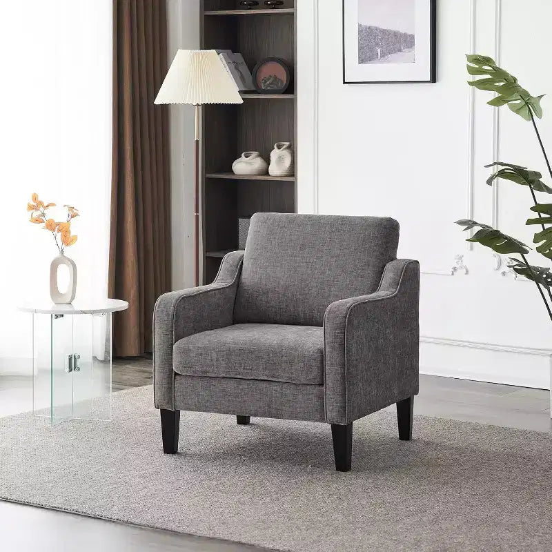 VINGLI Accent Chair for Living Room Chairs Reading Chair Mid Century Modern Chair Soft Chenille Sofa Chair Upholstered Arm Chair Comfy Side Chair