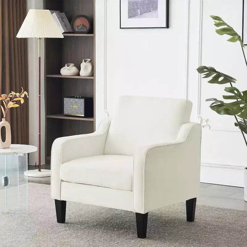 Fauteuil d'appoint pour salon, fauteuil de lecture, fauteuil de style scandinave, fauteuil en tissu chenille doux, fauteuil confortable