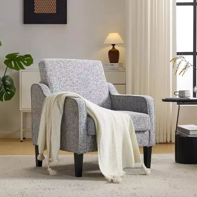 Fauteuil d'appoint pour salon, fauteuil de lecture, fauteuil de style scandinave, fauteuil en tissu chenille doux, fauteuil confortable