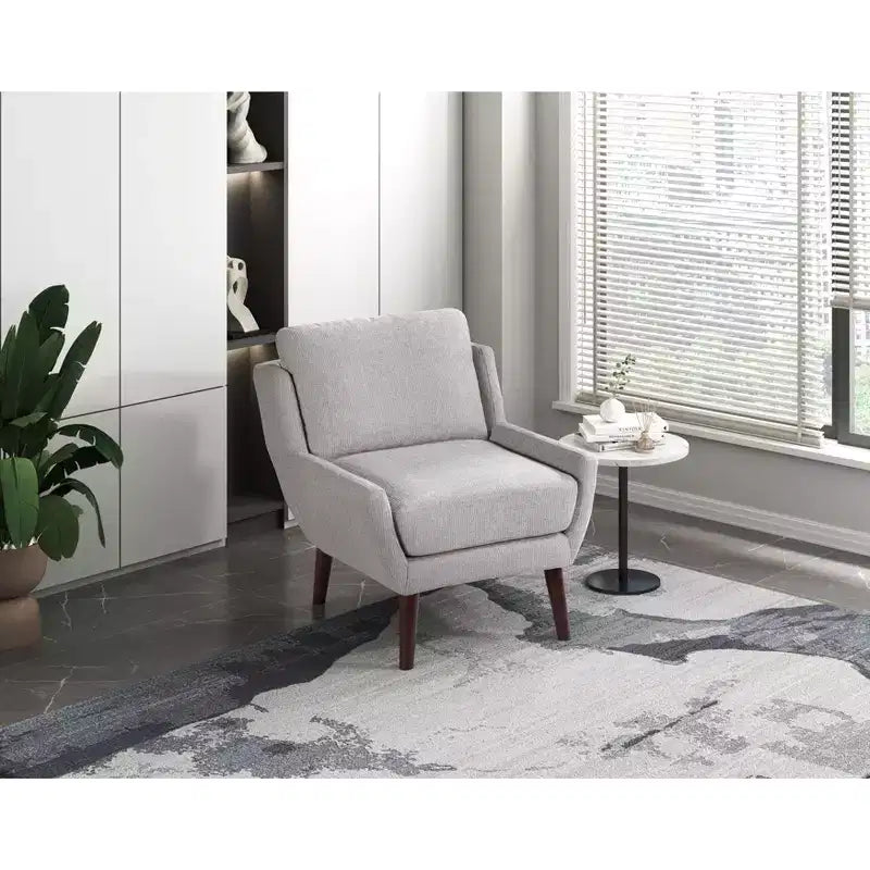 Fauteuil d'appoint TUYOHW, fauteuil de salon avec revêtement en chenille, coussin réversible, pieds en bois massif, fauteuil de canapé pour salon, chambre, bureau