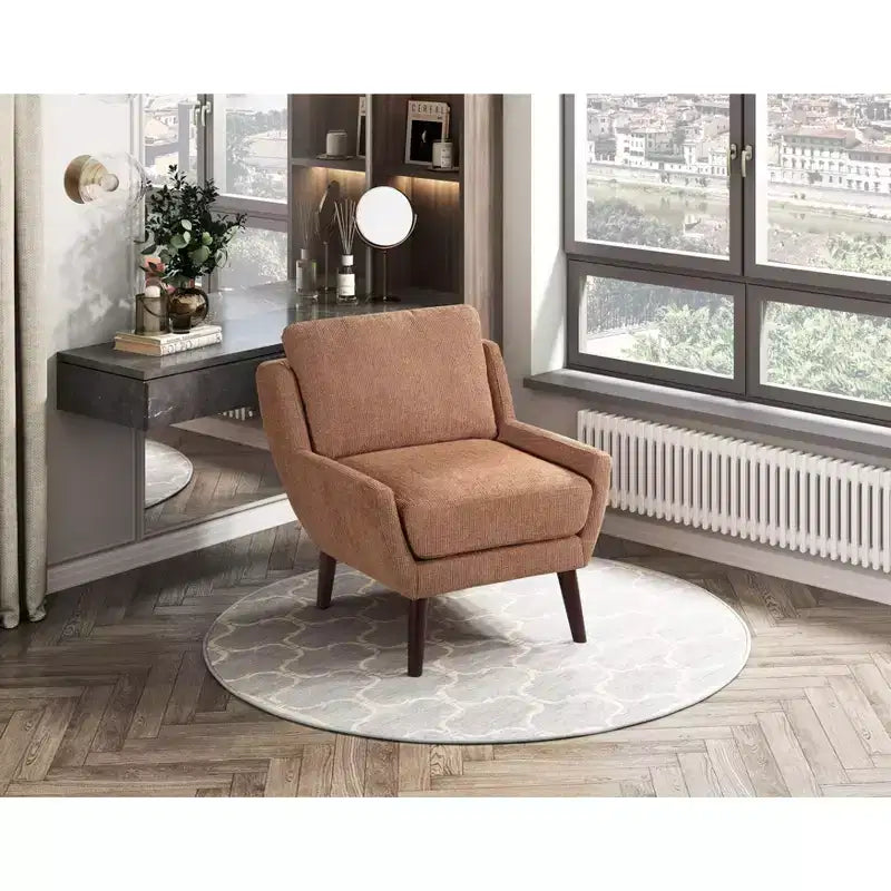 Fauteuil d'appoint TUYOHW, fauteuil de salon avec revêtement en chenille, coussin réversible, pieds en bois massif, fauteuil de canapé pour salon, chambre, bureau