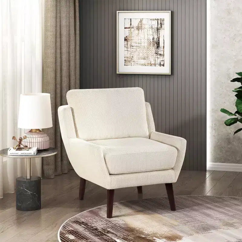 TUYOHW Accent Chair,Lounge Armchair with Chenille Upholstery,Reversible Cushion,Solid Wood Legs,Sofa Chair for Living Room,Bedroom,Office