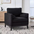 TUYOHW Accent Chair,Boucle Upholstered Armchair with 2 Bolster Pillows,Natural Wood Legs,Pocket Spring Seat,Lounge Chair for Living Room,Office