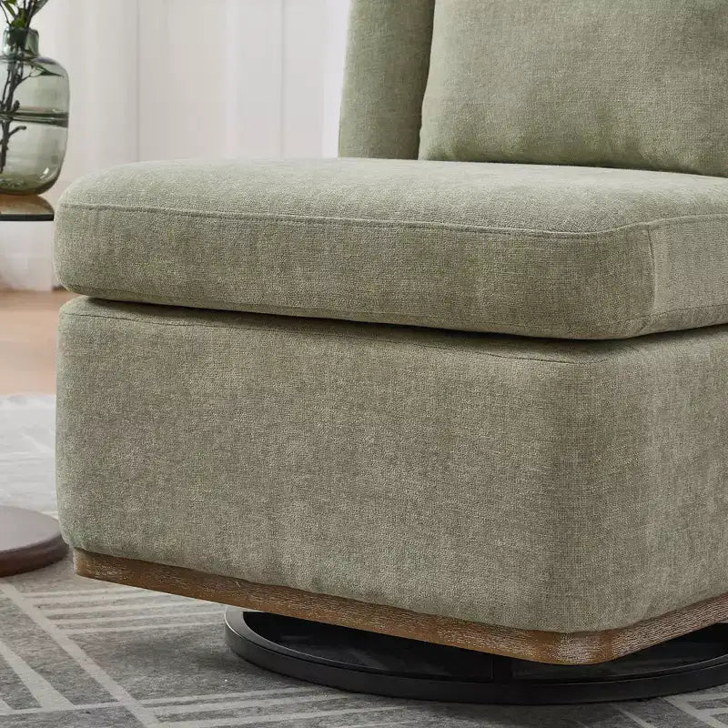 TUYOHW 25.2 Fauteuil pivotant moderne en chenille, Fauteuil avec coussin, Coussin à ressorts ensachés, Piètement en métal, Fauteuil d'appoint sans accoudoirs pour salon, bureau, salle de détente