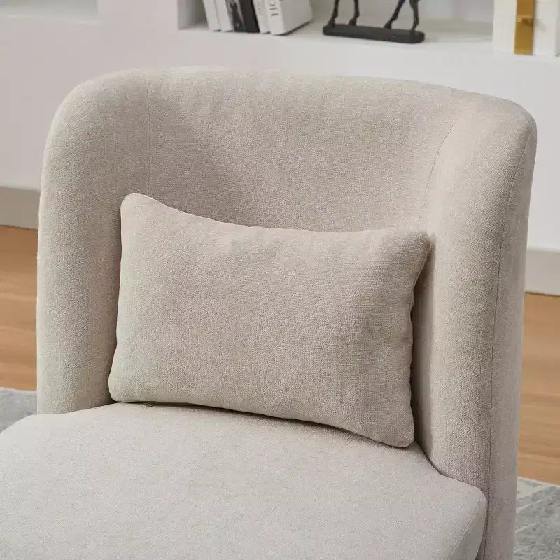 TUYOHW 25.2 Fauteuil pivotant moderne en chenille, Fauteuil avec coussin, Coussin à ressorts ensachés, Piètement en métal, Fauteuil d'appoint sans accoudoirs pour salon, bureau, salle de détente