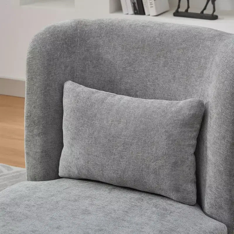 TUYOHW 25.2 Fauteuil pivotant moderne en chenille, Fauteuil avec coussin, Coussin à ressorts ensachés, Piètement en métal, Fauteuil d'appoint sans accoudoirs pour salon, bureau, salle de détente