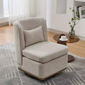 TUYOHW 25.2 Modern Chenille Swivel Chair,Chair with Pillow,Pocket Spring Cushion,Metal Base,Armless Accent Chair for Living Room,Office,Lounge
