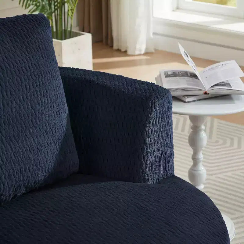 TUYOHW Fauteuil d'appoint pivotant compressible, fauteuil de canapé moderne en peluche avec ressorts ensachés, fauteuil de salon en fausse fourrure pour salon, chambre, bureau