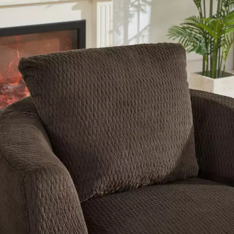 TUYOHW Fauteuil d'appoint pivotant compressible, fauteuil de canapé moderne en peluche avec ressorts ensachés, fauteuil de salon en fausse fourrure pour salon, chambre, bureau