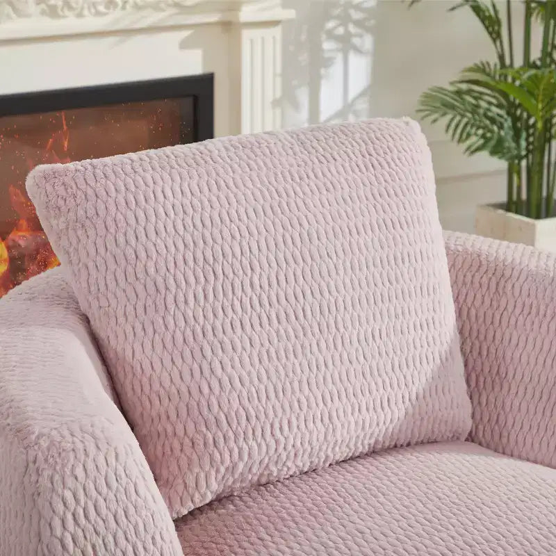 TUYOHW Fauteuil d'appoint pivotant compressible, fauteuil de canapé moderne en peluche avec ressorts ensachés, fauteuil de salon en fausse fourrure pour salon, chambre, bureau