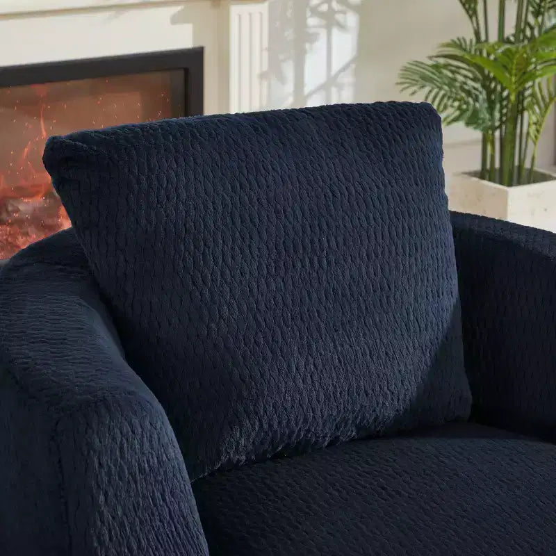 TUYOHW Fauteuil d'appoint pivotant compressible, fauteuil de canapé moderne en peluche avec ressorts ensachés, fauteuil de salon en fausse fourrure pour salon, chambre, bureau