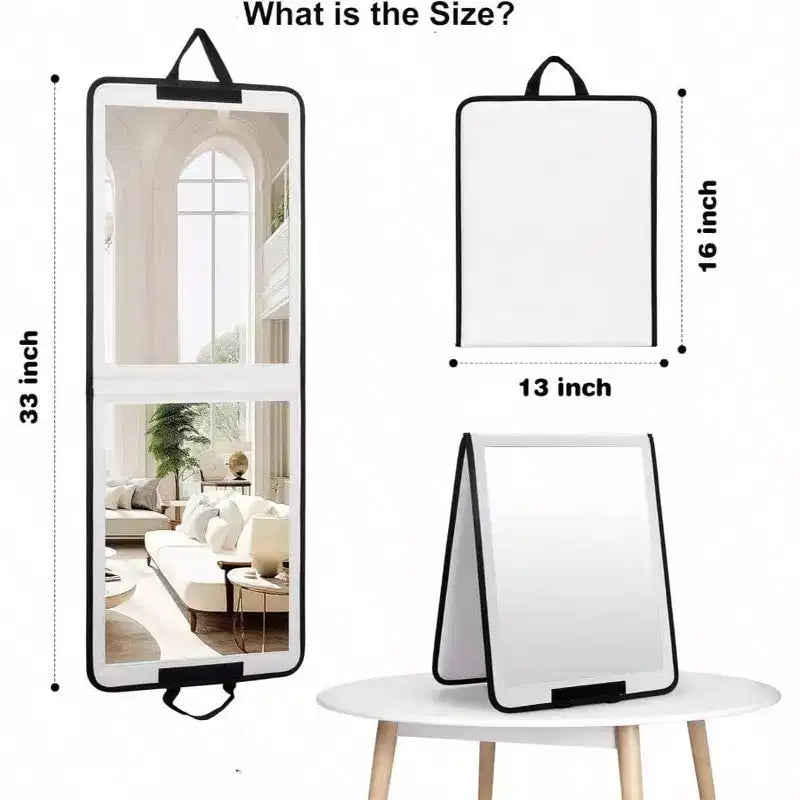 Miroir pliant pleine longueur 33x13 po blanc incassable pliable miroir sur pied pour chambre d'amis VR