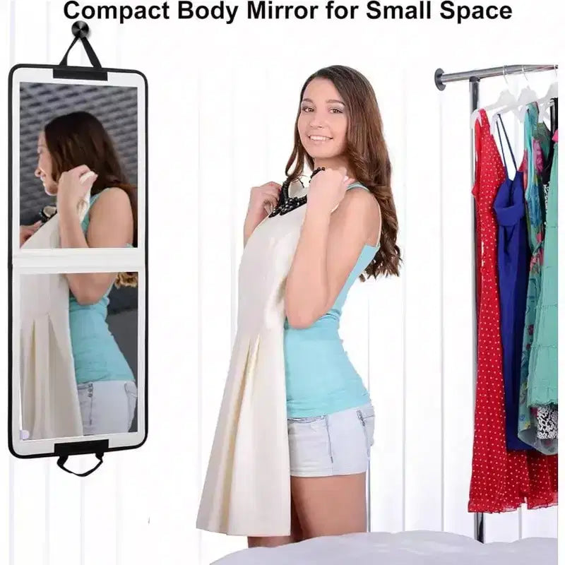Miroir pliant pleine longueur 33x13 po blanc incassable pliable miroir sur pied pour chambre d'amis VR