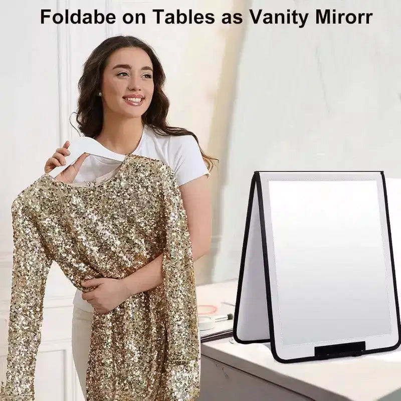 Miroir pliant pleine longueur 33x13 po blanc incassable pliable miroir sur pied pour chambre d'amis VR