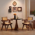 JVNOXK Modern Mid Century Dining Chairs Set of 2, Rattan Accent Chairs, Comfy Armchairs, Outdoor Wood Chairs with Armrest for Bedroom, Brown