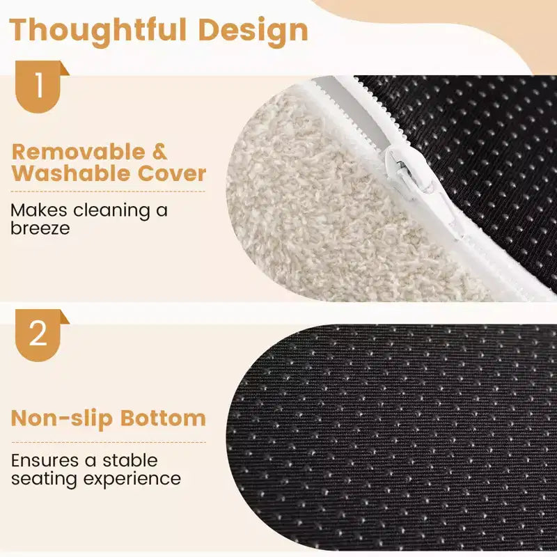 Costway Bean Bag Chair with Soft Teddy Fleece & Curved Backrest for Living Room, Bedroom Beige/Gray