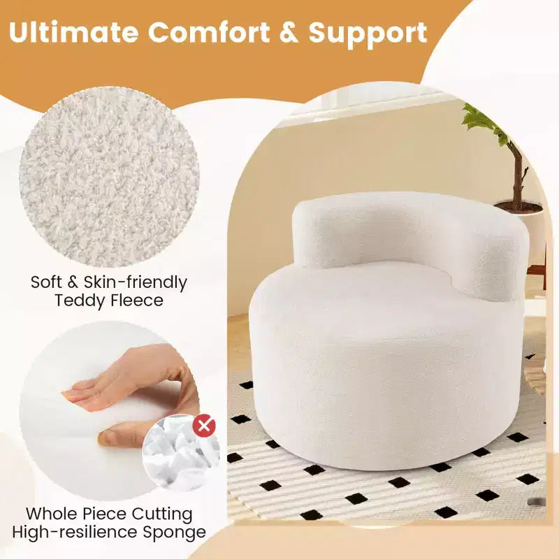 Costway Bean Bag Chair with Soft Teddy Fleece & Curved Backrest for Living Room, Bedroom Beige/Gray