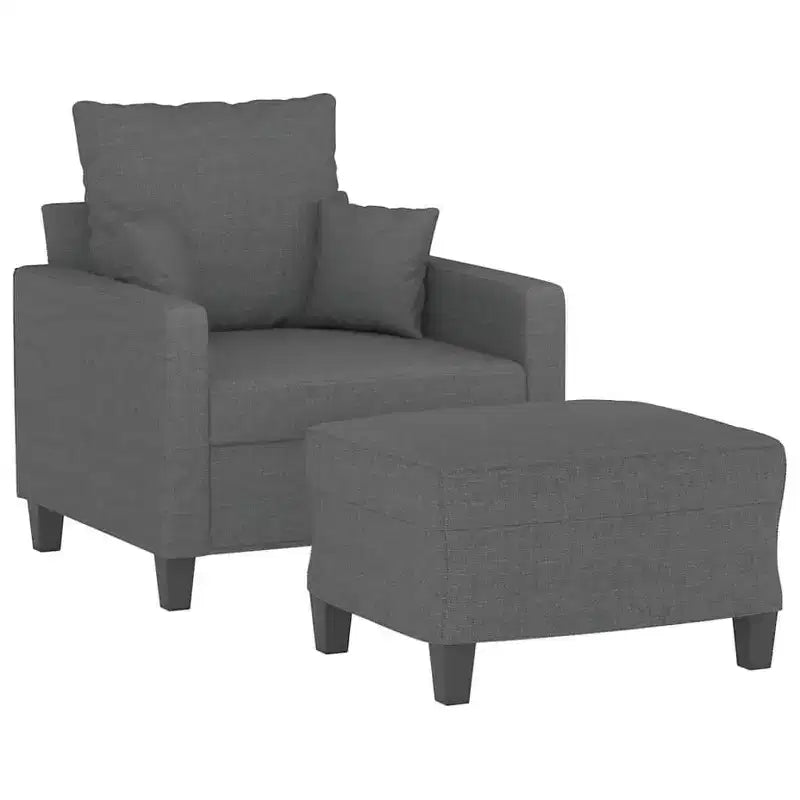 vidaXL Sofa Chair Accent Upholstered Single Sofa Chair with Footstool Fabric - Dark Gray