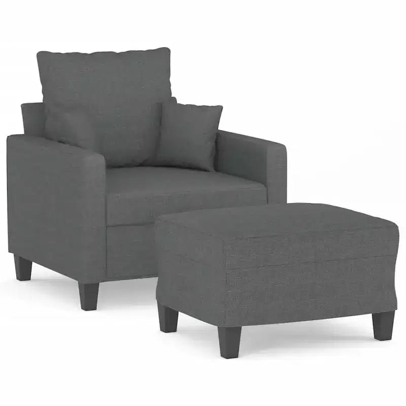 vidaXL Sofa Chair Accent Upholstered Single Sofa Chair with Footstool Fabric - Dark Gray