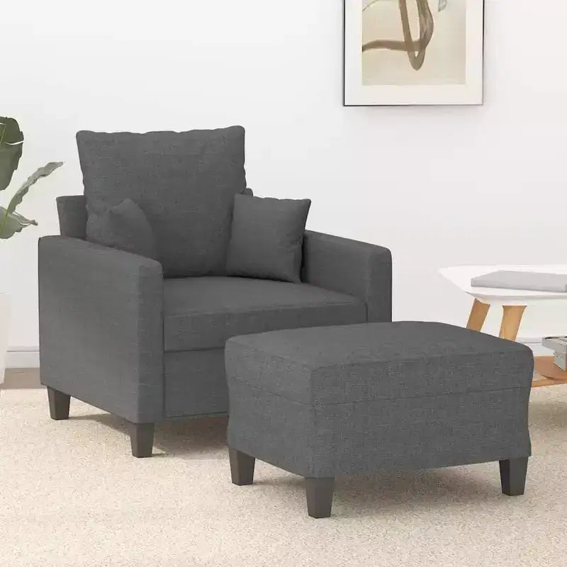 vidaXL Sofa Chair Accent Upholstered Single Sofa Chair with Footstool Fabric - Dark Gray