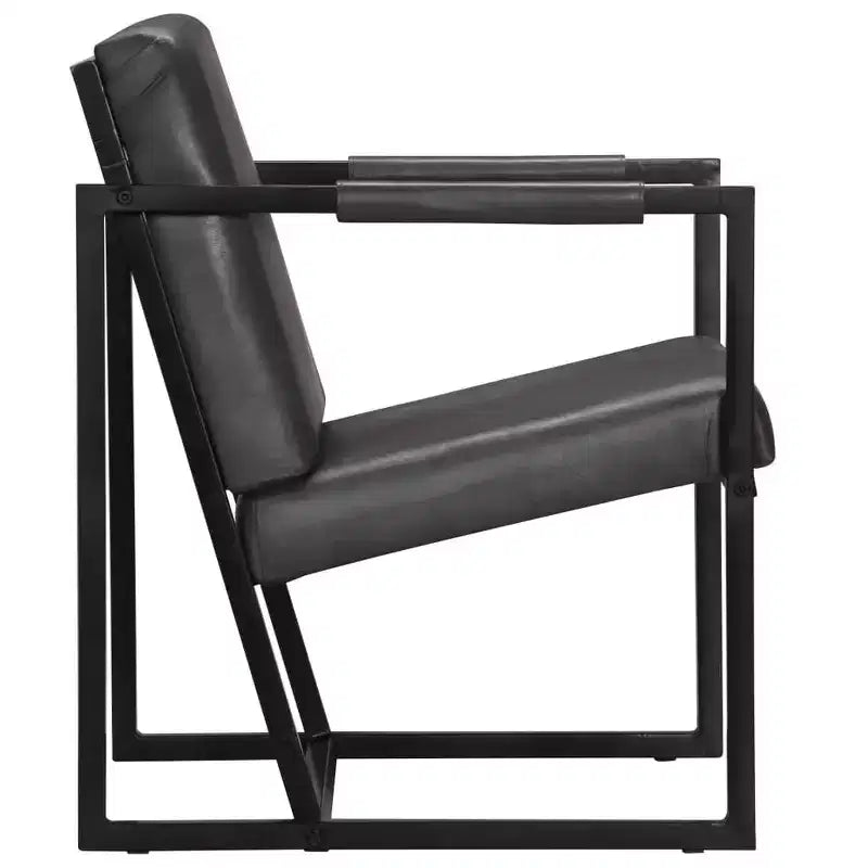 vidaXL Armchair Gray Real Leather