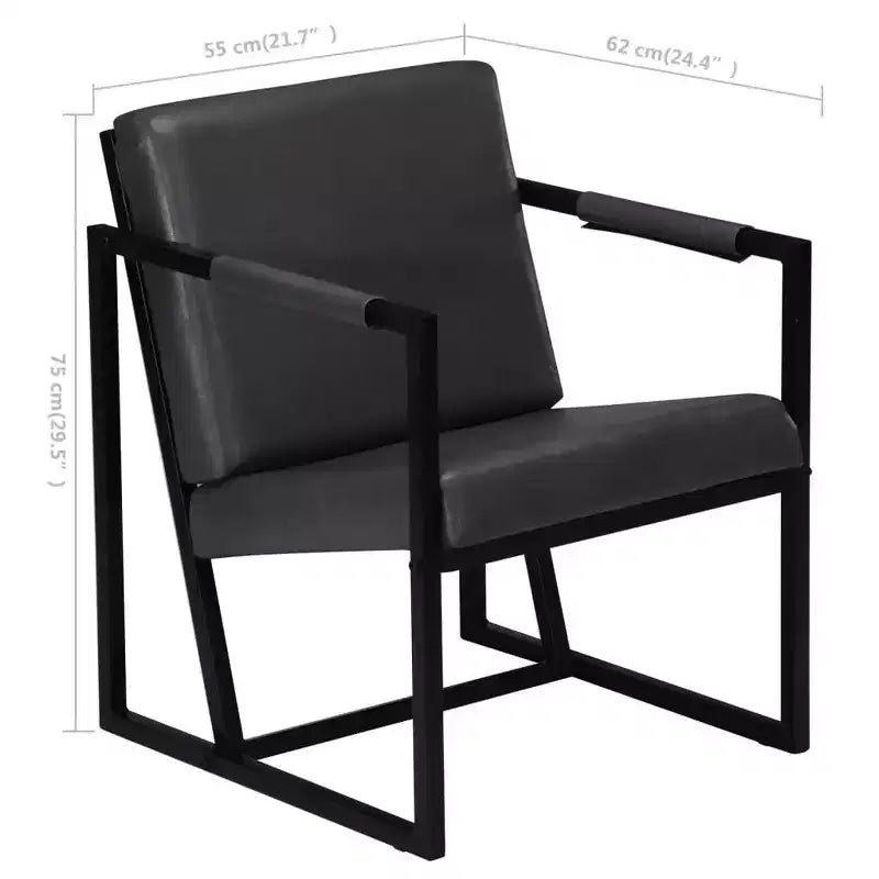 vidaXL Armchair Gray Real Leather