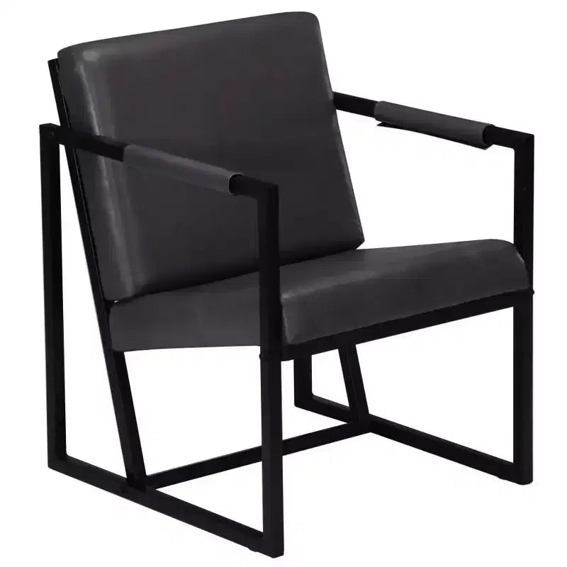 vidaXL Armchair Gray Real Leather