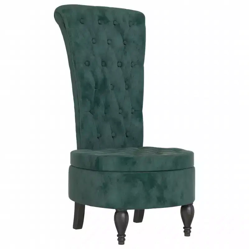 vidaXL High Back Chair Dark green Velvet, Solid wood, Plywood Single