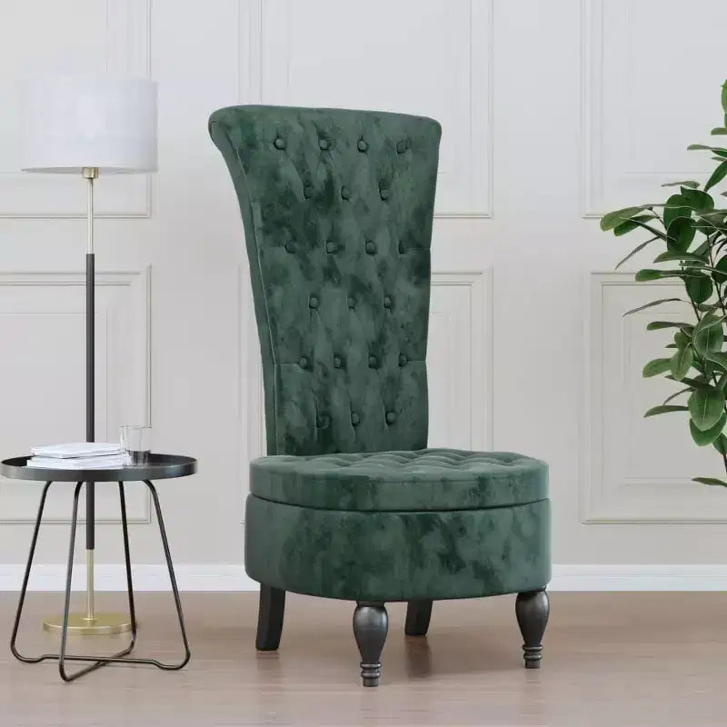 vidaXL Chaise dossier haut velours vert foncé, bois massif, contreplaqué Unique