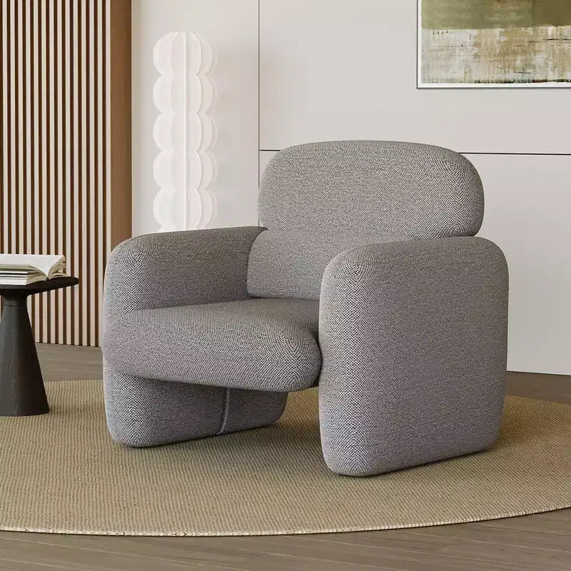 Fauteuil d'appoint moderne, Fauteuil de salon en bois, Fauteuil de lecture confortable pour Salon, Chambre, Appartement, Coin, Gris