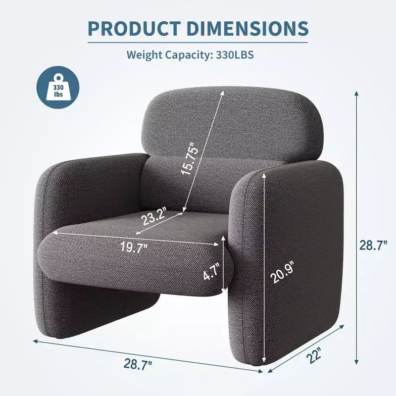 Fauteuil d'appoint moderne, Fauteuil de salon en bois, Fauteuil de lecture confortable pour Salon, Chambre, Appartement, Coin, Gris