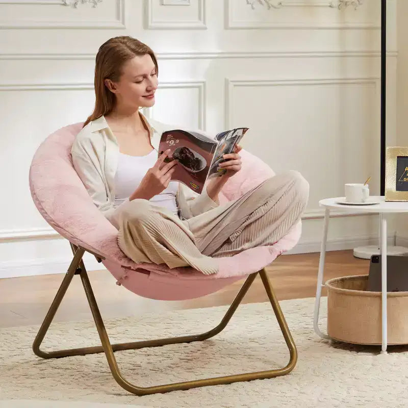 Fauteuil Zeus & Ruta confortable en fausse fourrure avec accent de disque - Taille adulte pour chambre et salon