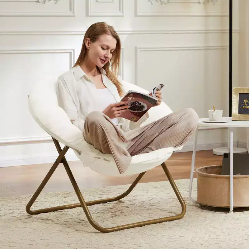 Fauteuil Zeus & Ruta confortable en fausse fourrure avec accent de disque - Taille adulte pour chambre et salon