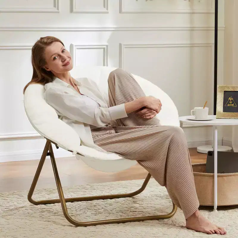 Fauteuil Zeus & Ruta confortable en fausse fourrure avec accent de disque - Taille adulte pour chambre et salon