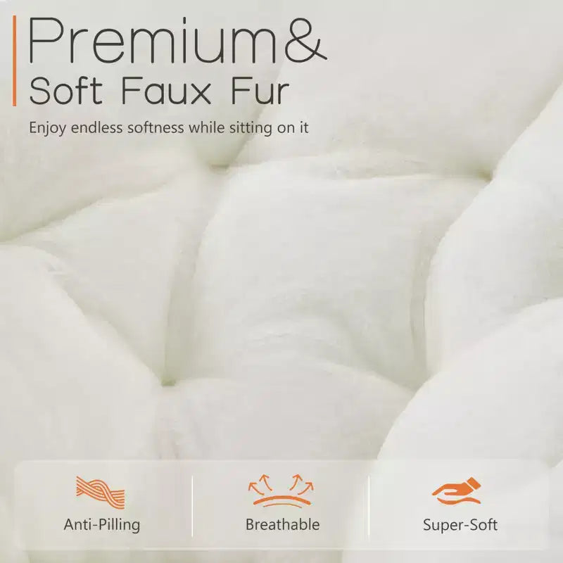 Fauteuil Zeus & Ruta confortable en fausse fourrure avec accent de disque - Taille adulte pour chambre et salon