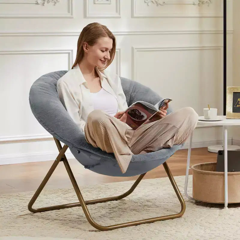 Fauteuil Zeus & Ruta confortable en fausse fourrure avec accent de disque - Taille adulte pour chambre et salon