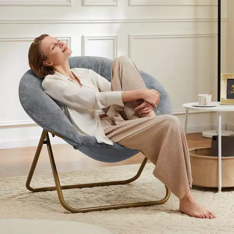 Fauteuil Zeus & Ruta confortable en fausse fourrure avec accent de disque - Taille adulte pour chambre et salon