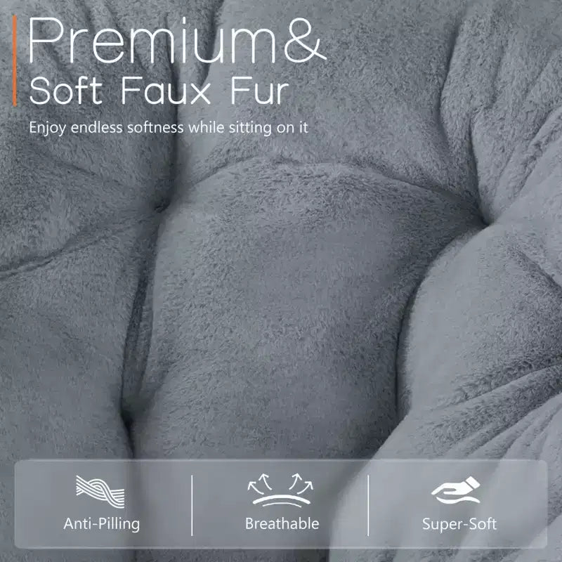 Fauteuil Zeus & Ruta confortable en fausse fourrure avec accent de disque - Taille adulte pour chambre et salon