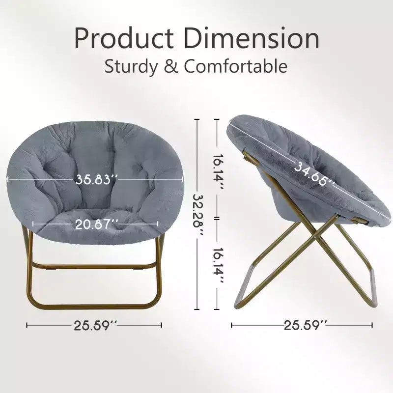 Fauteuil Zeus & Ruta confortable en fausse fourrure avec accent de disque - Taille adulte pour chambre et salon