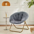Zeus & Ruta Comfortable Faux Fur Disc Accent Chair - Adult-Size for Bedroom & Living Room