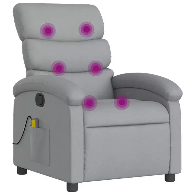 vidaXL Massage Recliner Chair - Light Gray Manual Push Back
