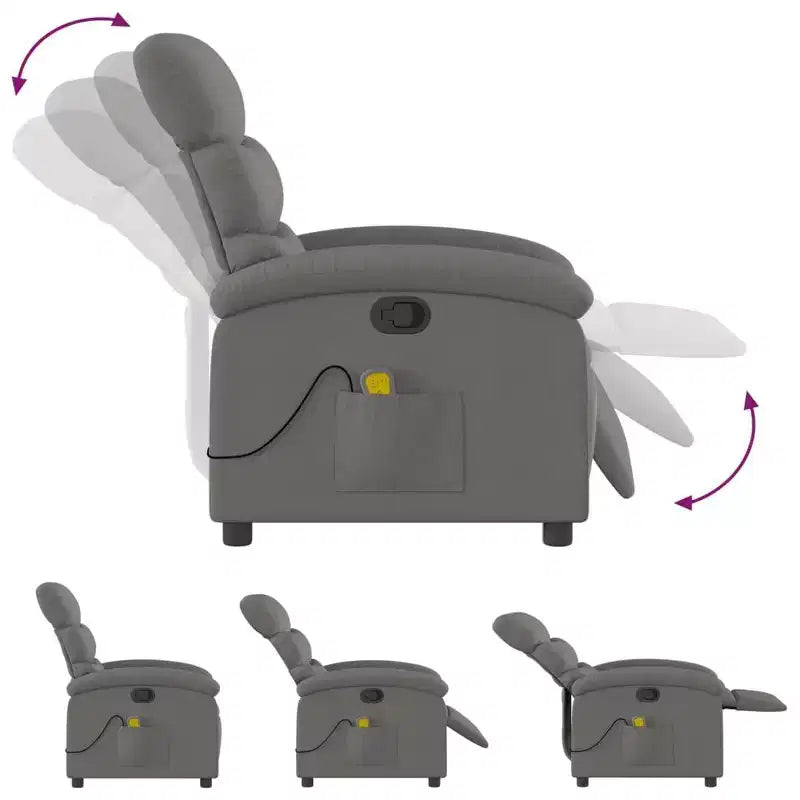 vidaXL Fauteuil inclinable de massage – Dossier inclinable manuel gris clair