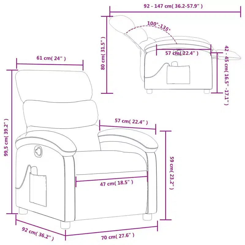 vidaXL Fauteuil inclinable de massage – Dossier inclinable manuel gris clair