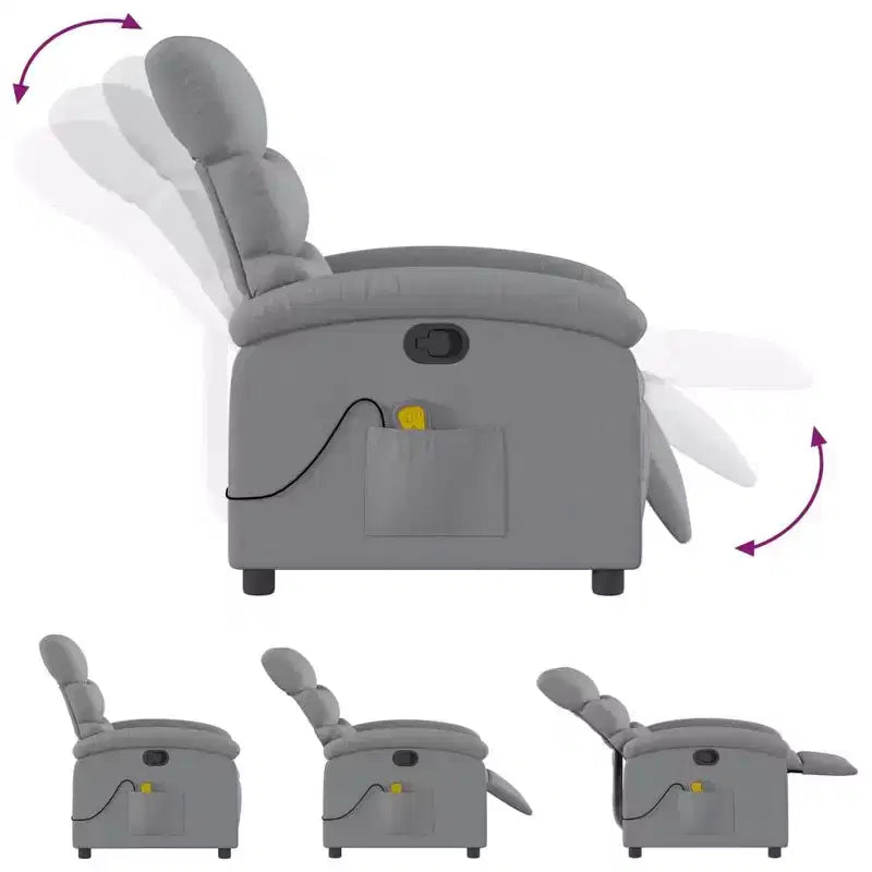 vidaXL Fauteuil inclinable de massage – Dossier inclinable manuel gris clair