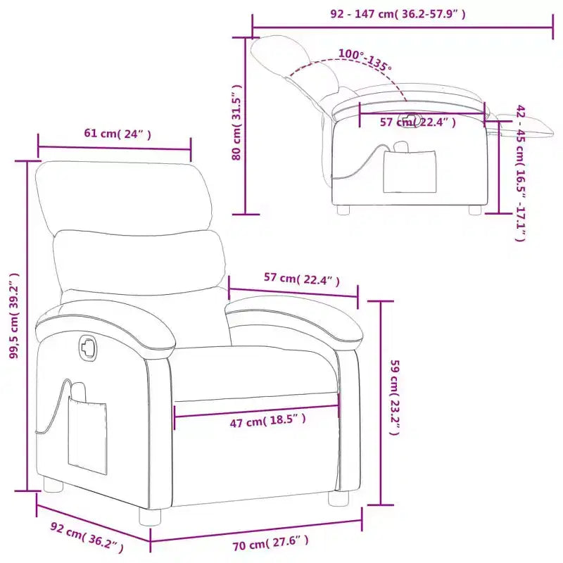 vidaXL Fauteuil inclinable de massage – Dossier inclinable manuel gris clair